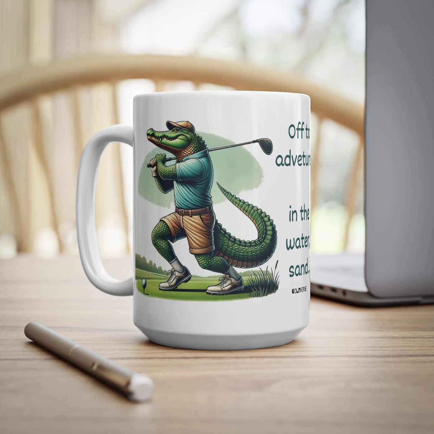 ORCA Keramik Kaffee-Becher: Golfender Alligator | 11oz, 15oz