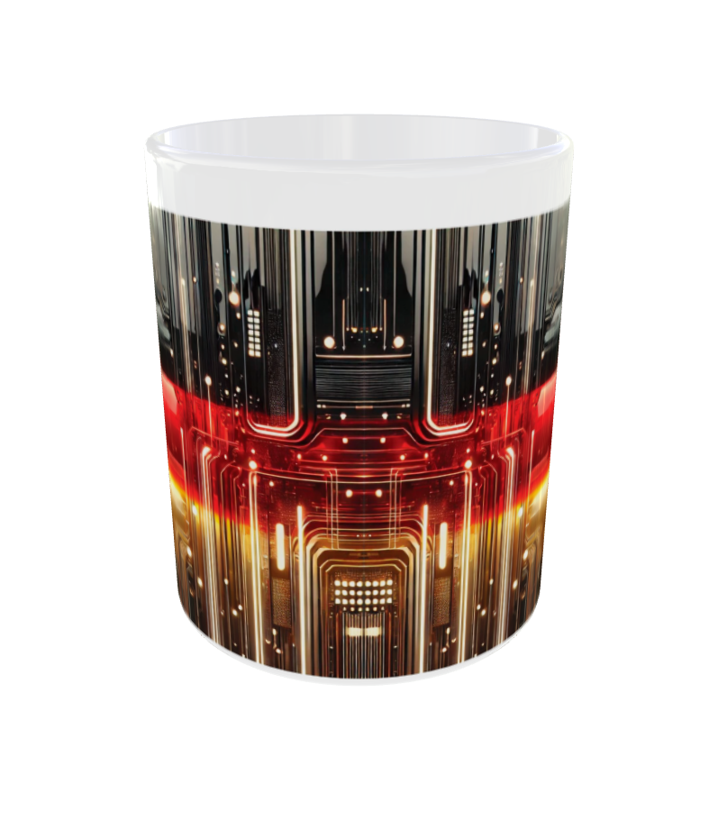 Keramik-Kaffeebecher "Deutschlandfarben" | Tech-Design in Schwarz Rot Gold | 325 ml
