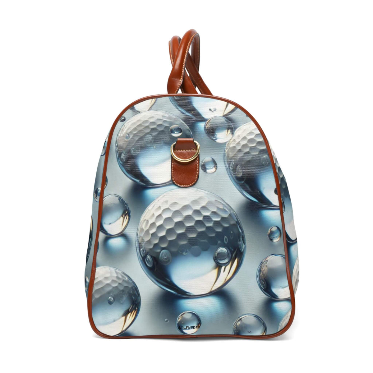 Elegante wasserdichte Freizeit- und Reisetasche: Golfballdesign in 3D-Optik Seitenansicht