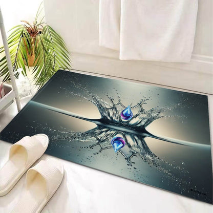 Flauschige Fußmatte fürs Bad aus Vliesstoff: 3D Wassertropfen-Design