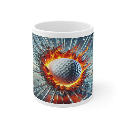 ORCA Keramik Kaffee-Becher 11oz: Golfball-Fire-Impact Tasse – 3D Bruchglas-Optik