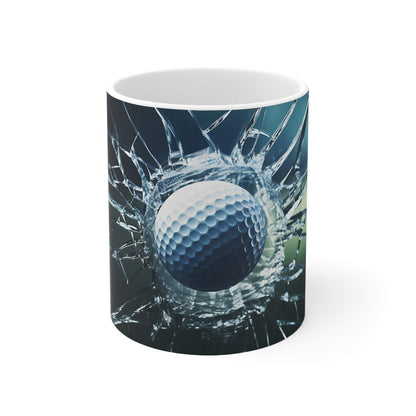 ORCA Keramik Kaffee-Becher 11oz: Golfball-Impact Tasse – 3D Bruchglas-Optik