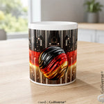 Vordere-Ansicht-Kaffeebecher-Panorama-Deutschland-Flagge-metallic-mit-Fussball-in_heller_Kueche