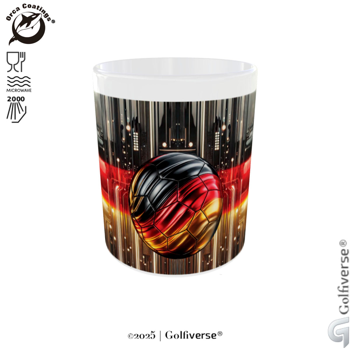 Produktbild-Kaffeebecher-mit Orca-Beschichtung-Motiv-Deutschlandflagge-mit Fussbal-im-Circuit-Design-by-Golfiverse