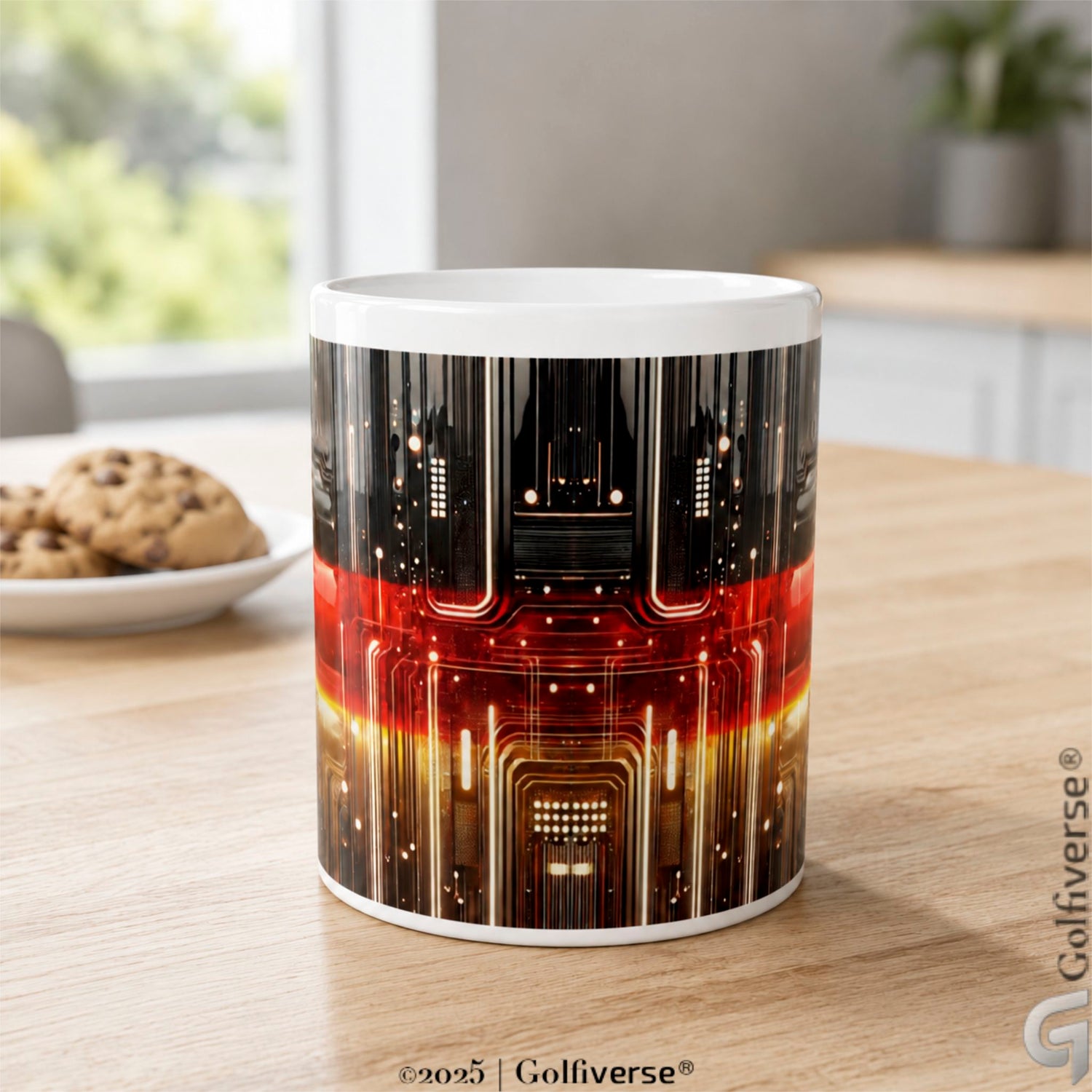 MUG-mit-metallic-Deutschlandflagge-im Panoramaformat-auf-Tisch-in-Küche